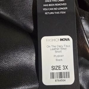 Fashion Nova Black Faux Leather Biker Shorts